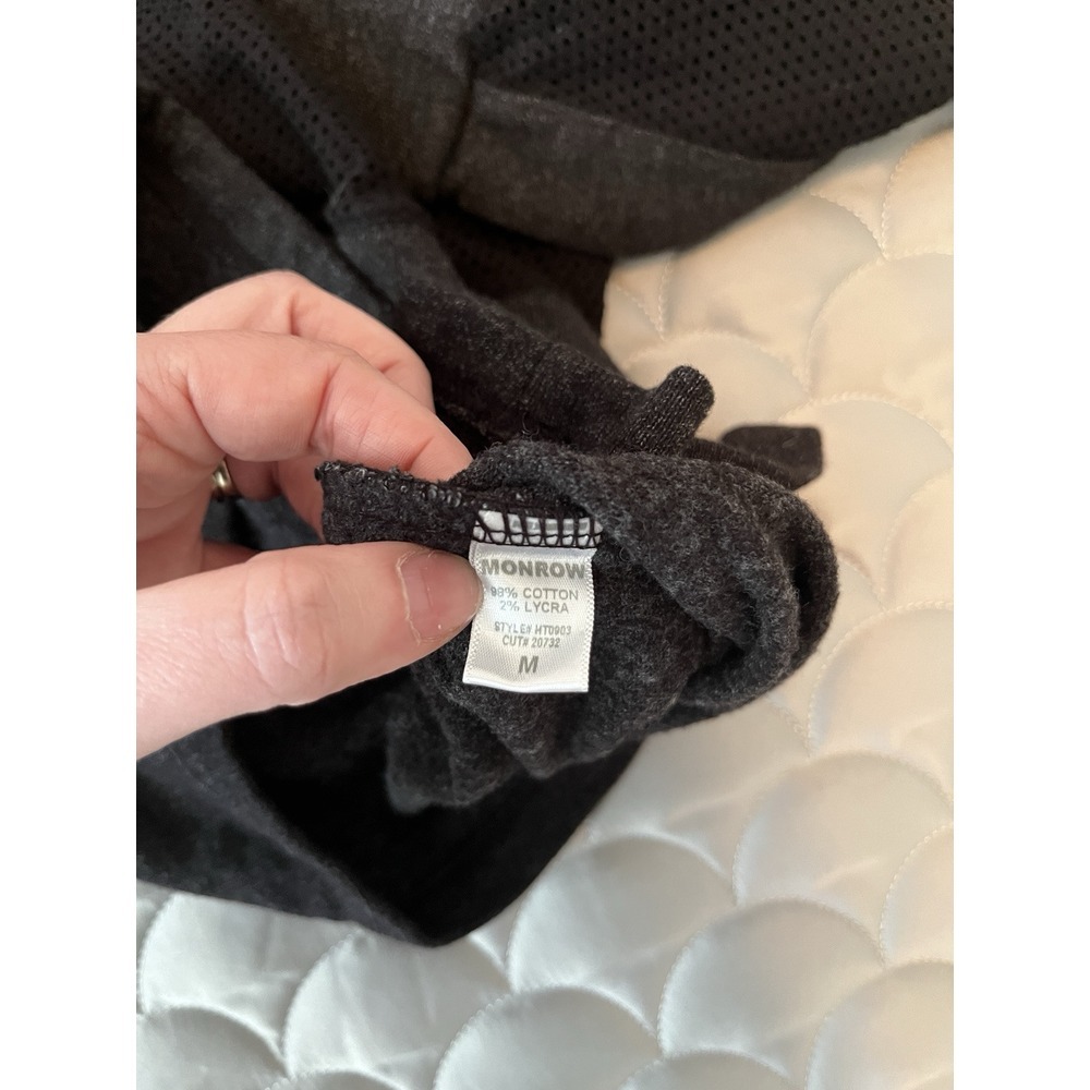 Monrow Mesh Mix Black Track Snap Button Pullover Long Sleeve Top M - Picture 6 of 10